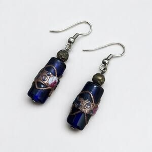 💙3 for $15 Vintage Purple Rhinestone Pendant Earrings